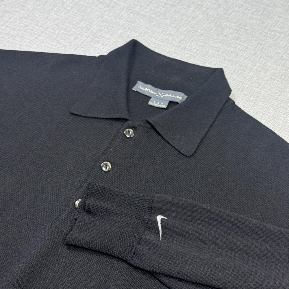 Nike‎ Golf Classic Merino Wool Sweater Pullover Mens Large Black Made In Italy
